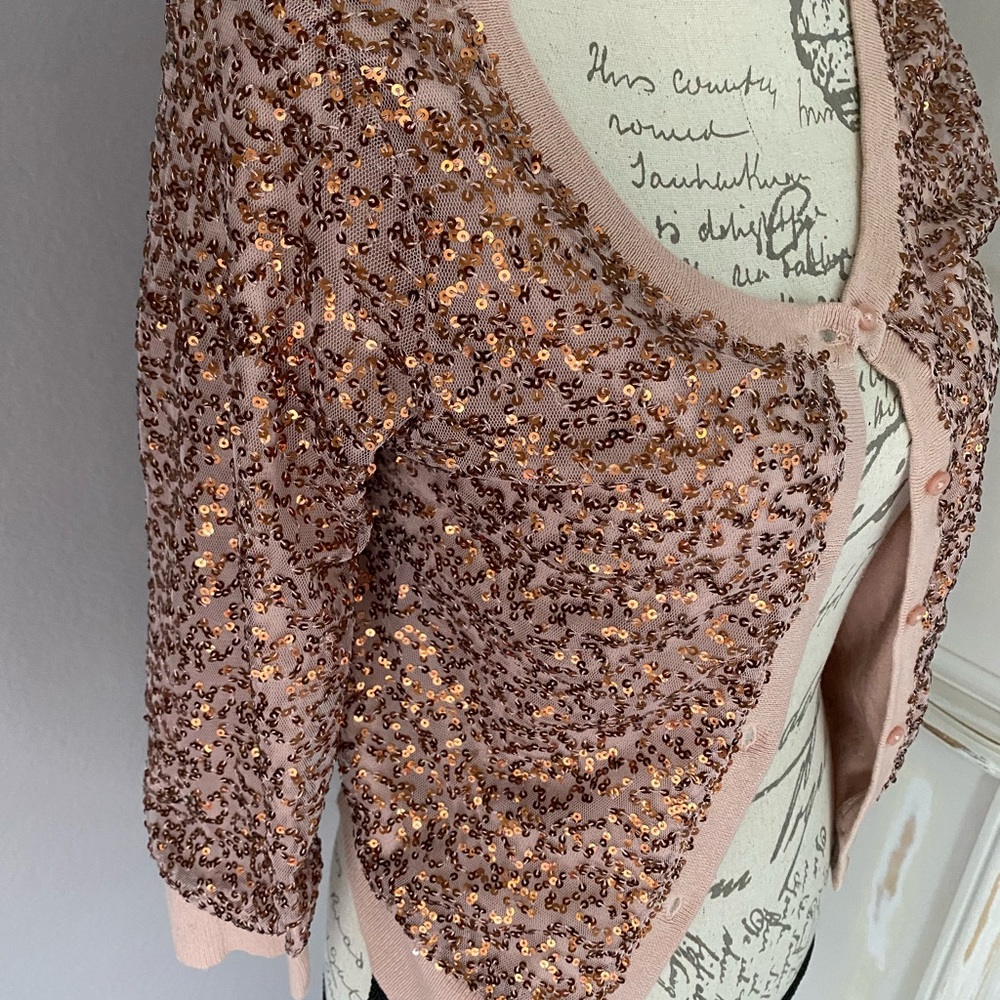Women’s AE blush sequined cardigan, SZ S.